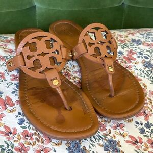 Tory Burch Miller Sandals Vintage Vachetta Brown / Tan Size 7.5 Retail $200